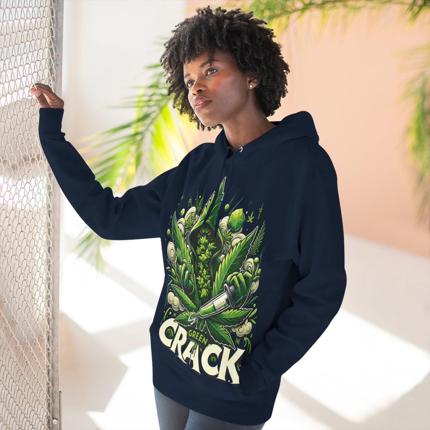 Green Crack Three-Panel Fleece Hoodie