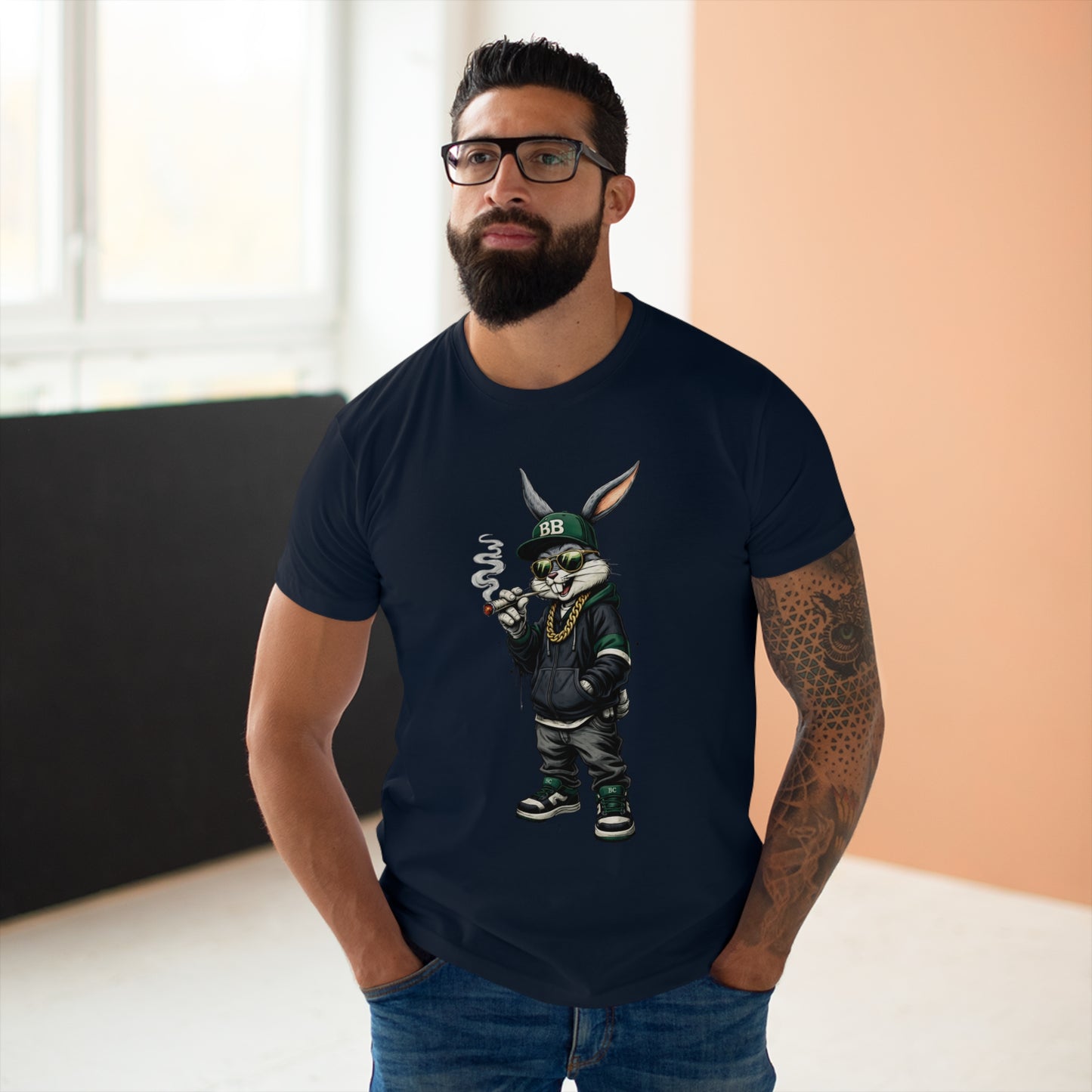 Streetwear Bunny Graphic T‑Shirt — Cool Hip Hop Rabbit Design