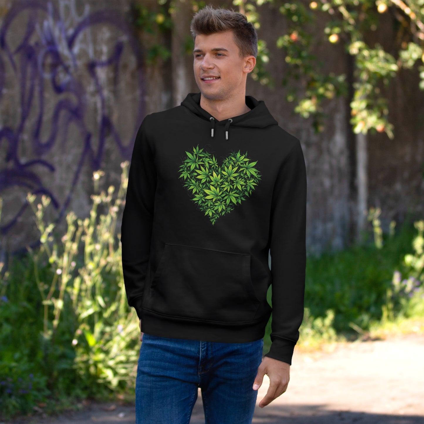 Green Heart Hoodie — 'Take the High Road' Green Heart Leaf Hoodie