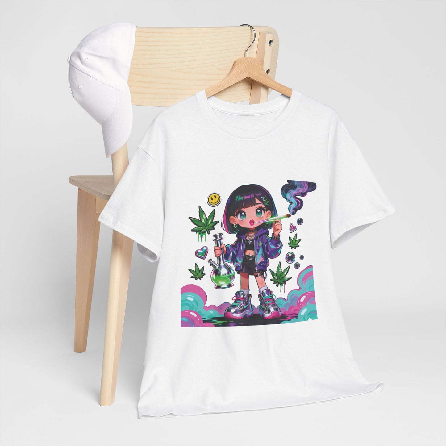 Graphic Tee — Cute Grunge Girl with 420 Art (Kawaii Stoner Aesthetic)