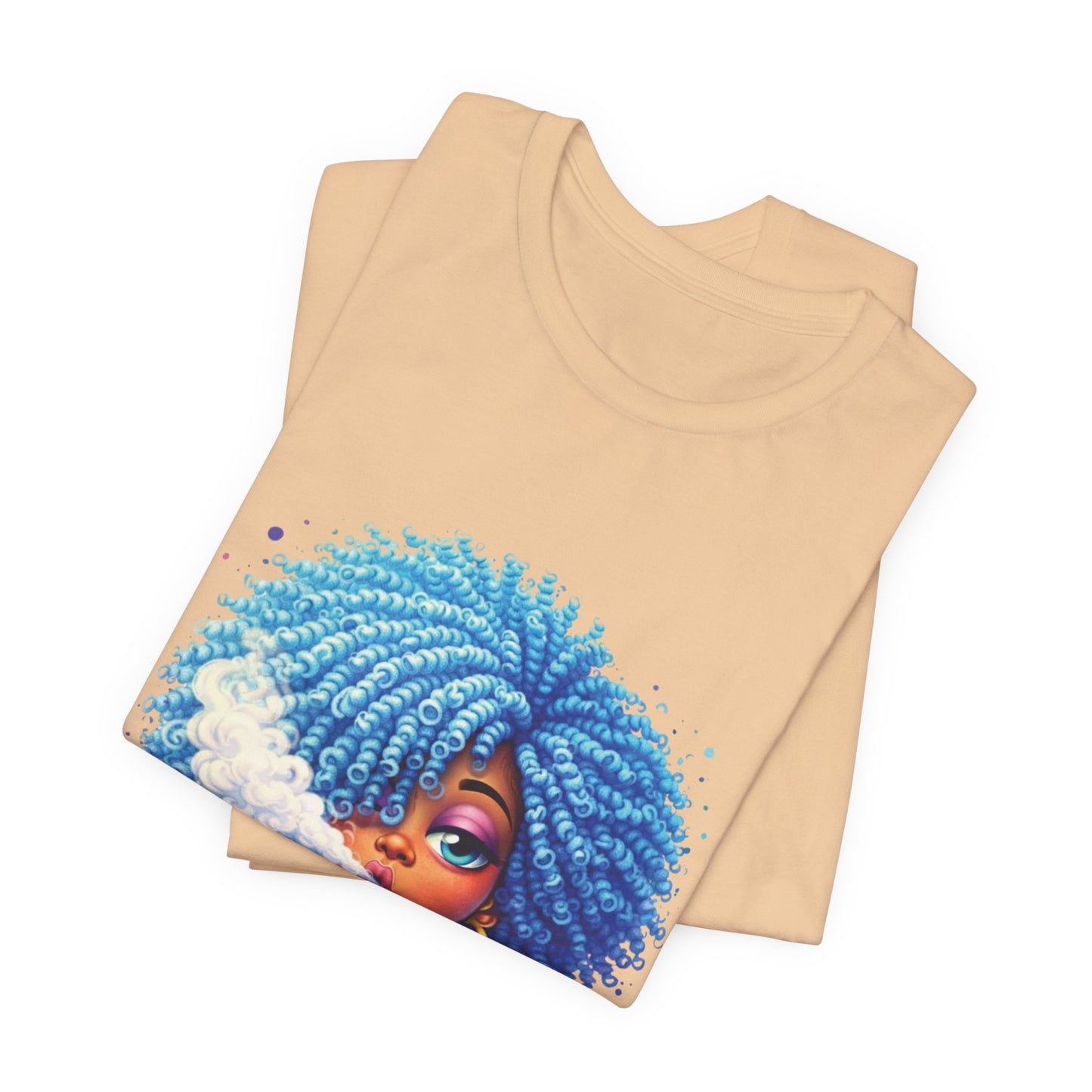 Afro Puff Vibes T-Shirt — Cool Blue Hair Graphic Tee