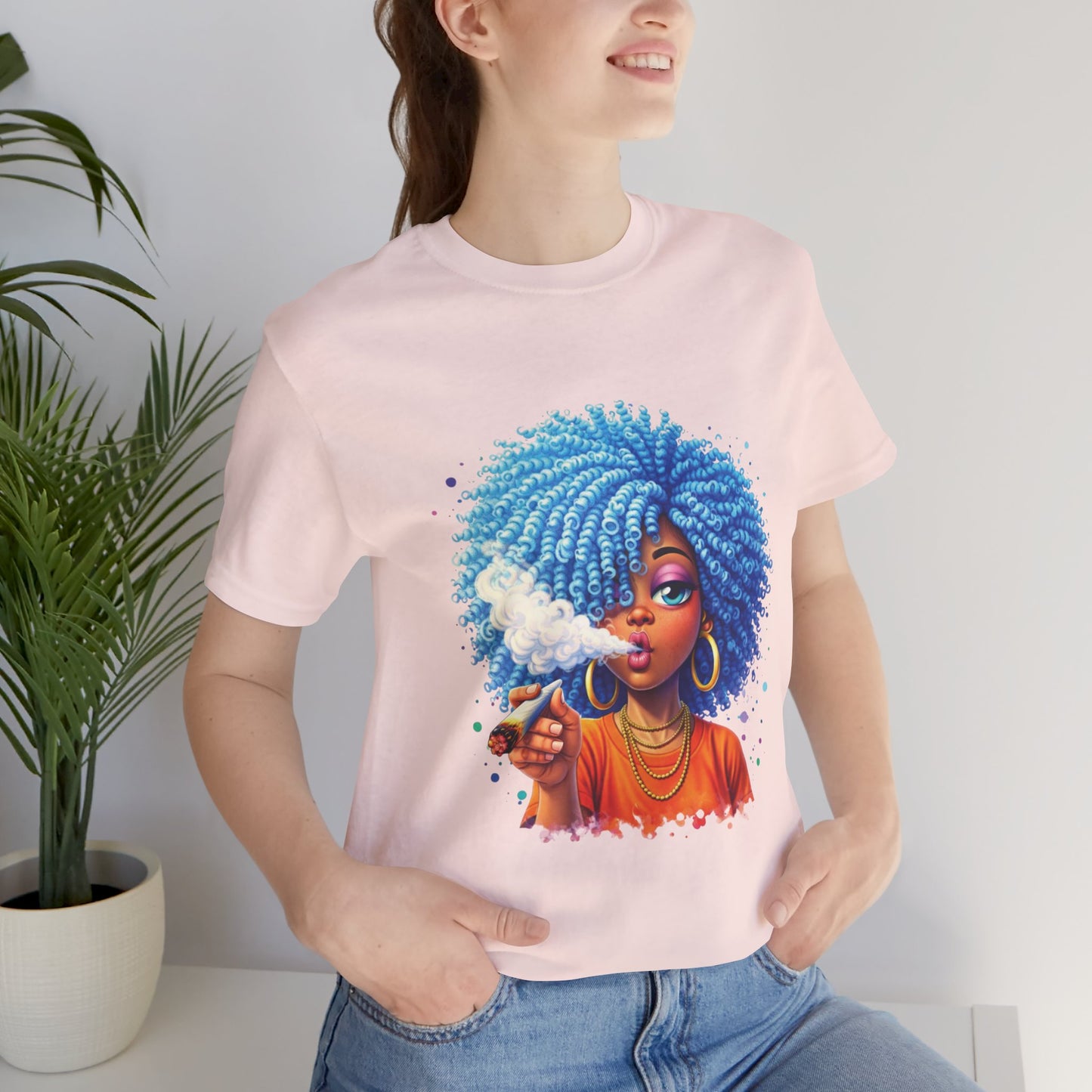 Afro Puff Vibes T-Shirt — Cool Blue Hair Graphic Tee