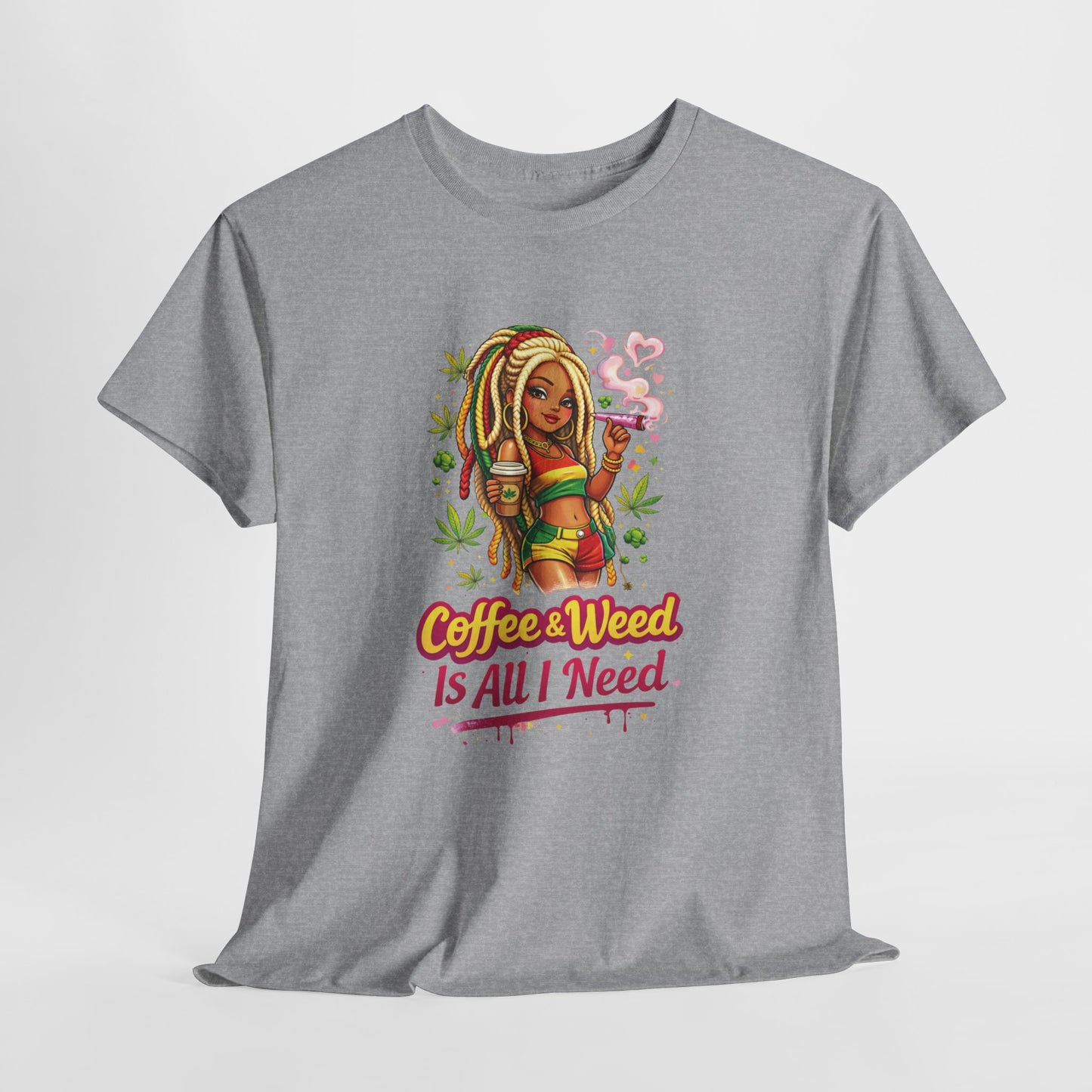 T-Shirt — "Coffee & Weed Is All I Need" Rasta Vibe Graphic Tee