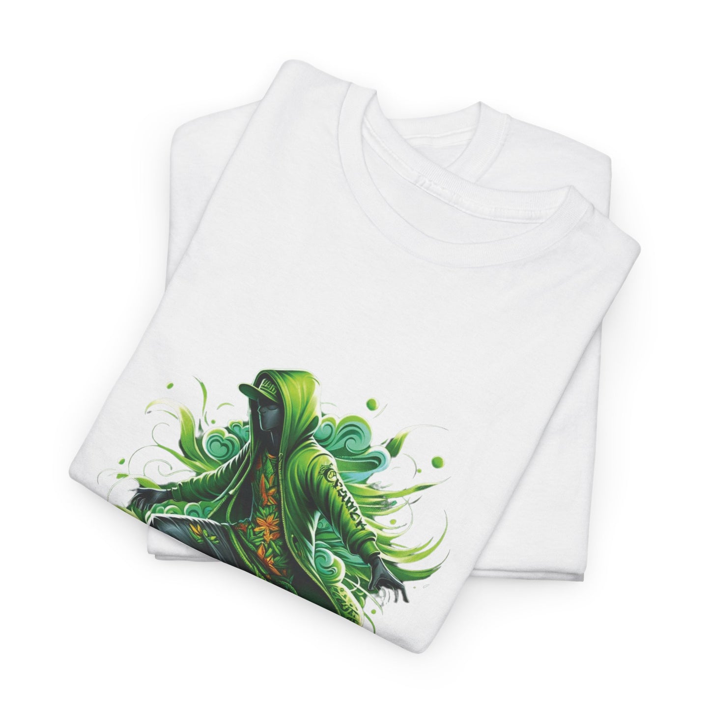 Green Crack Skateboarder T-Shirt — Urban Skate Tee with 'GREEN CRACK' Graphic