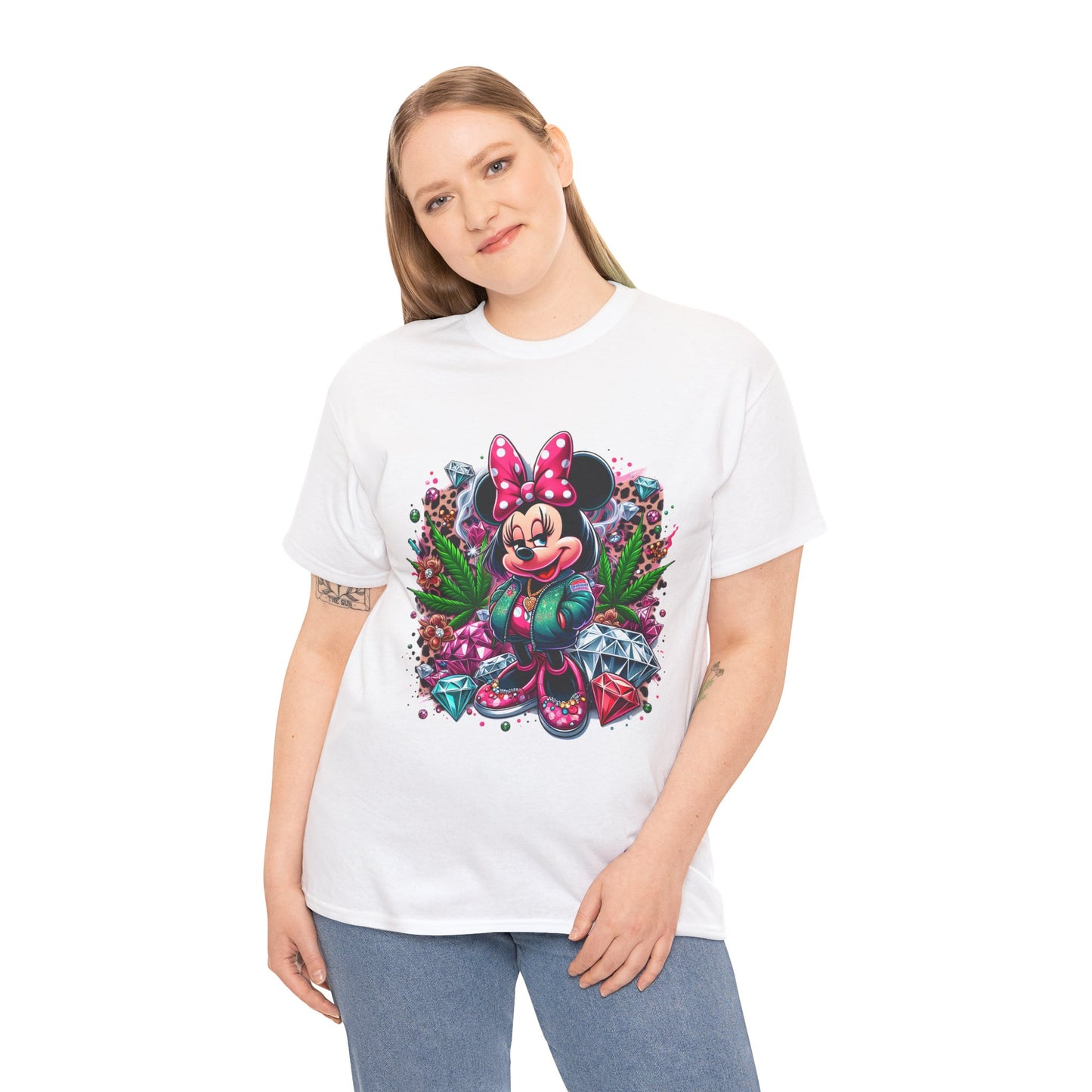 Minnie Mouse Floral Gem Tee — Cute Cartoon 420 Graphic T-Shirt