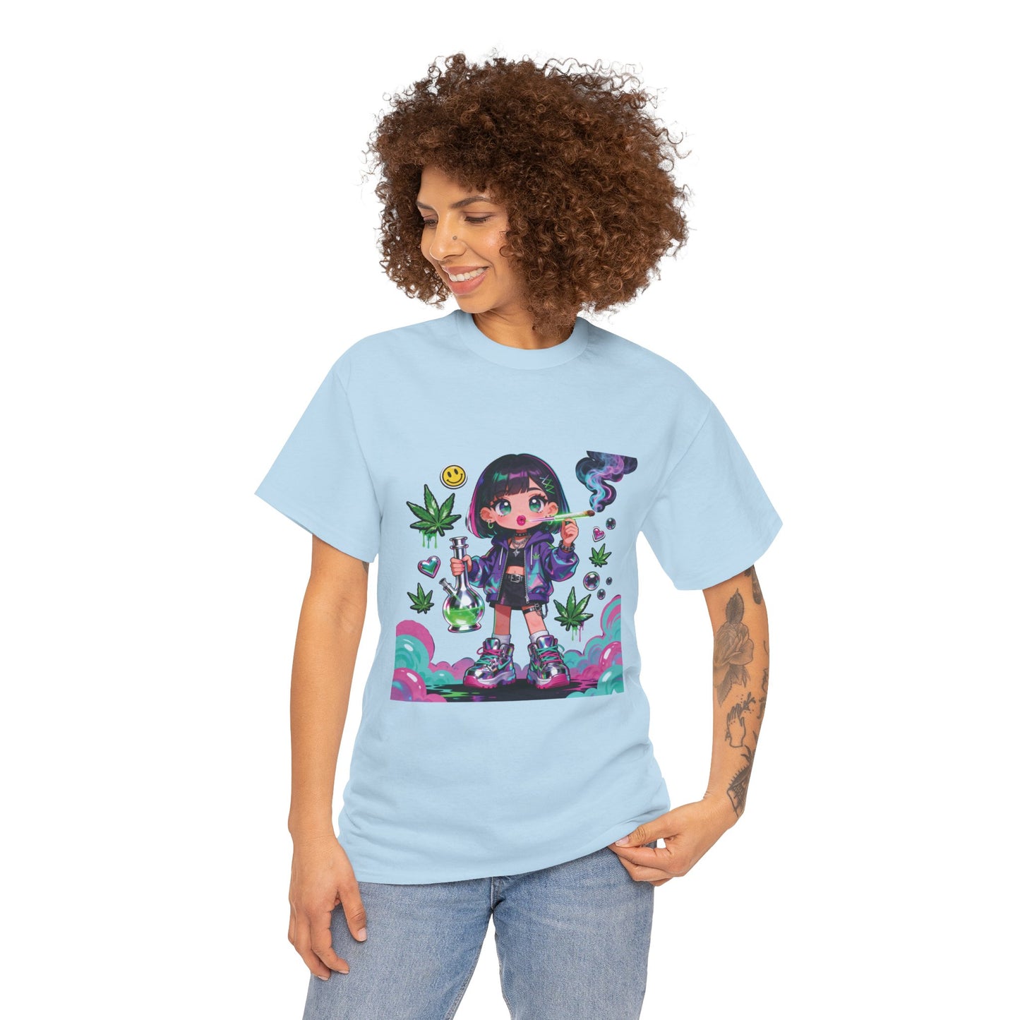 Graphic Tee — Cute Grunge Girl with 420 Art (Kawaii Stoner Aesthetic)