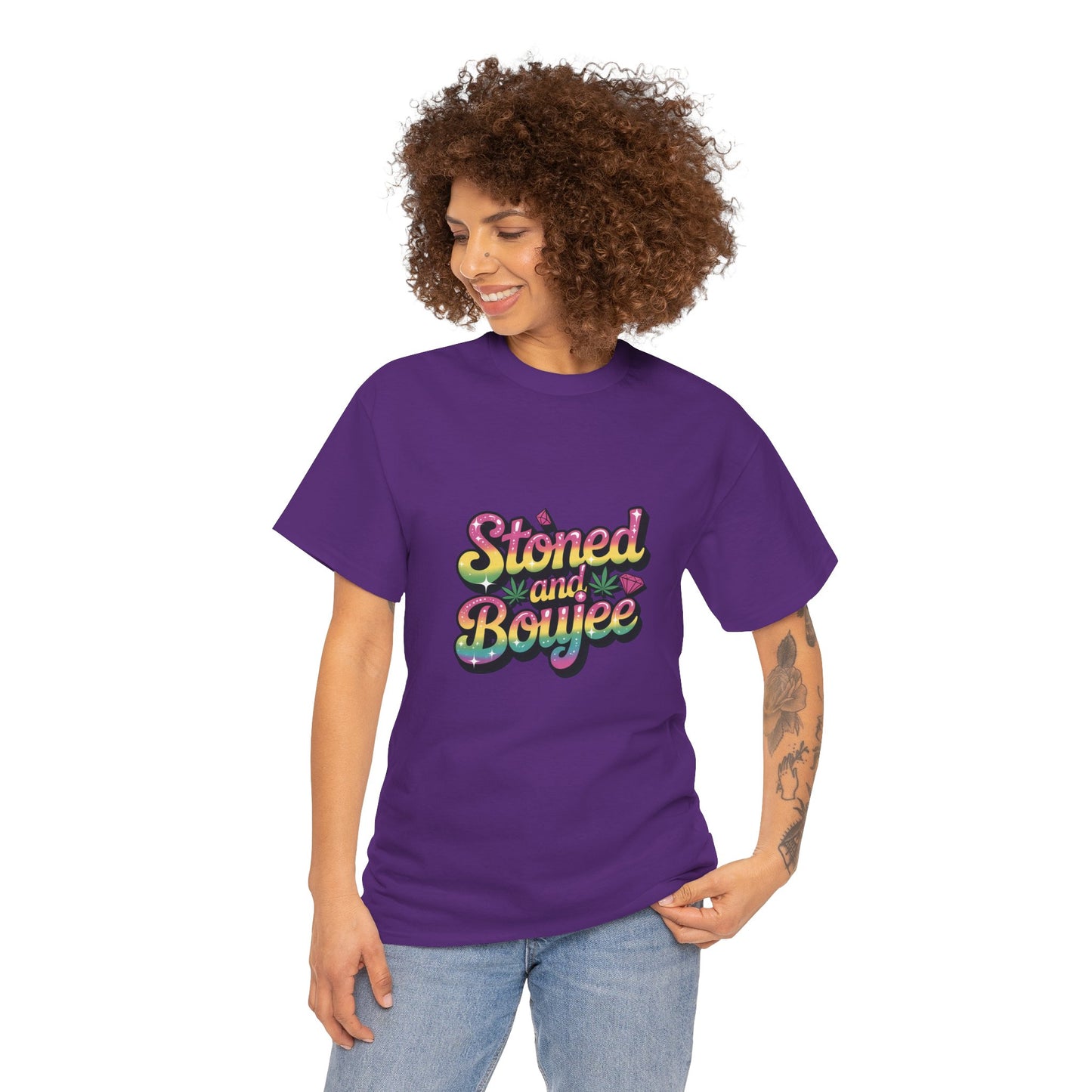 T-Shirt — "Stoned and Boujee" Colorful Retro Graphic Tee