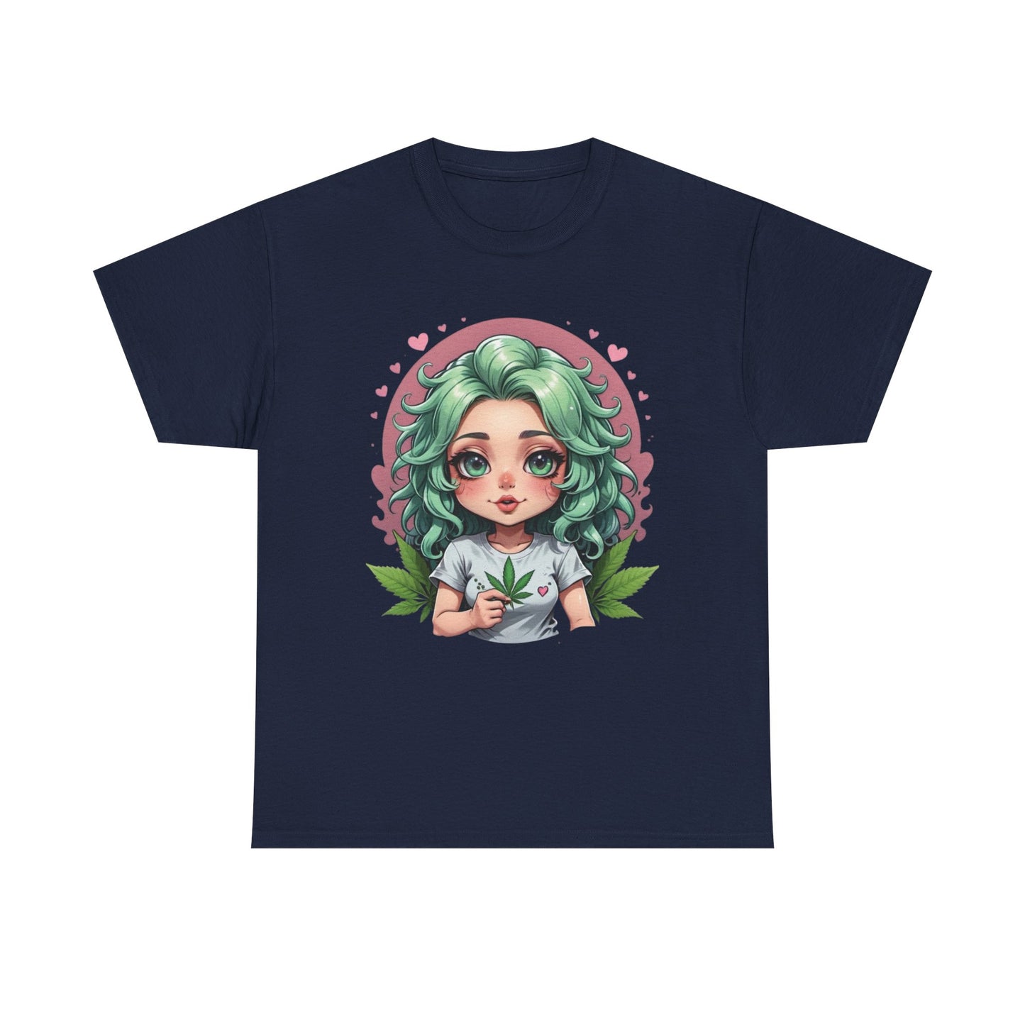 Plant Girl Cute Tee — Green Hair Anime Girl Graphic T-Shirt