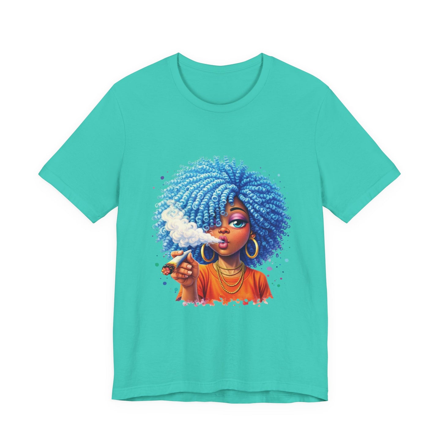 Afro Puff Vibes T-Shirt — Cool Blue Hair Graphic Tee