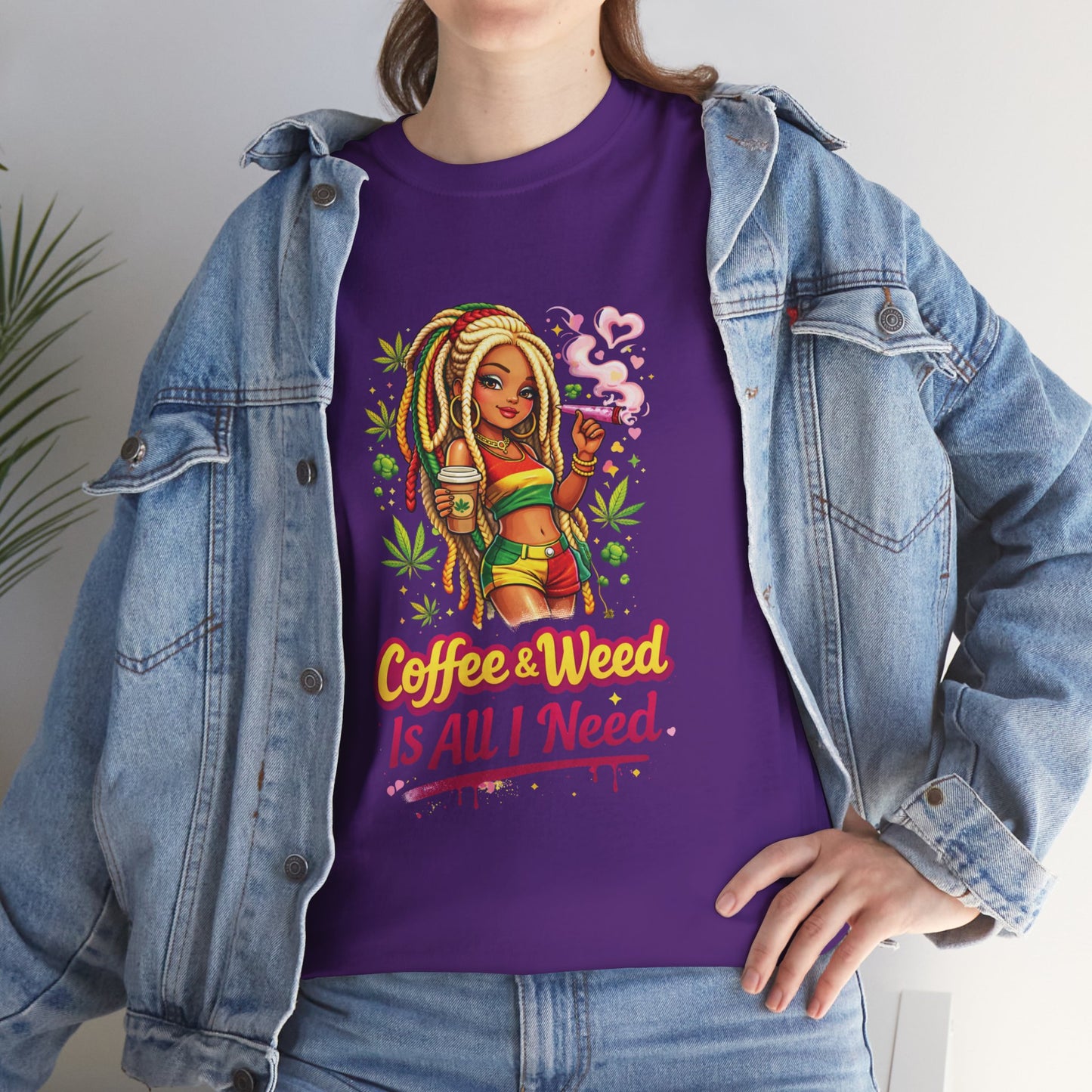 T-Shirt — "Coffee & Weed Is All I Need" Rasta Vibe Graphic Tee