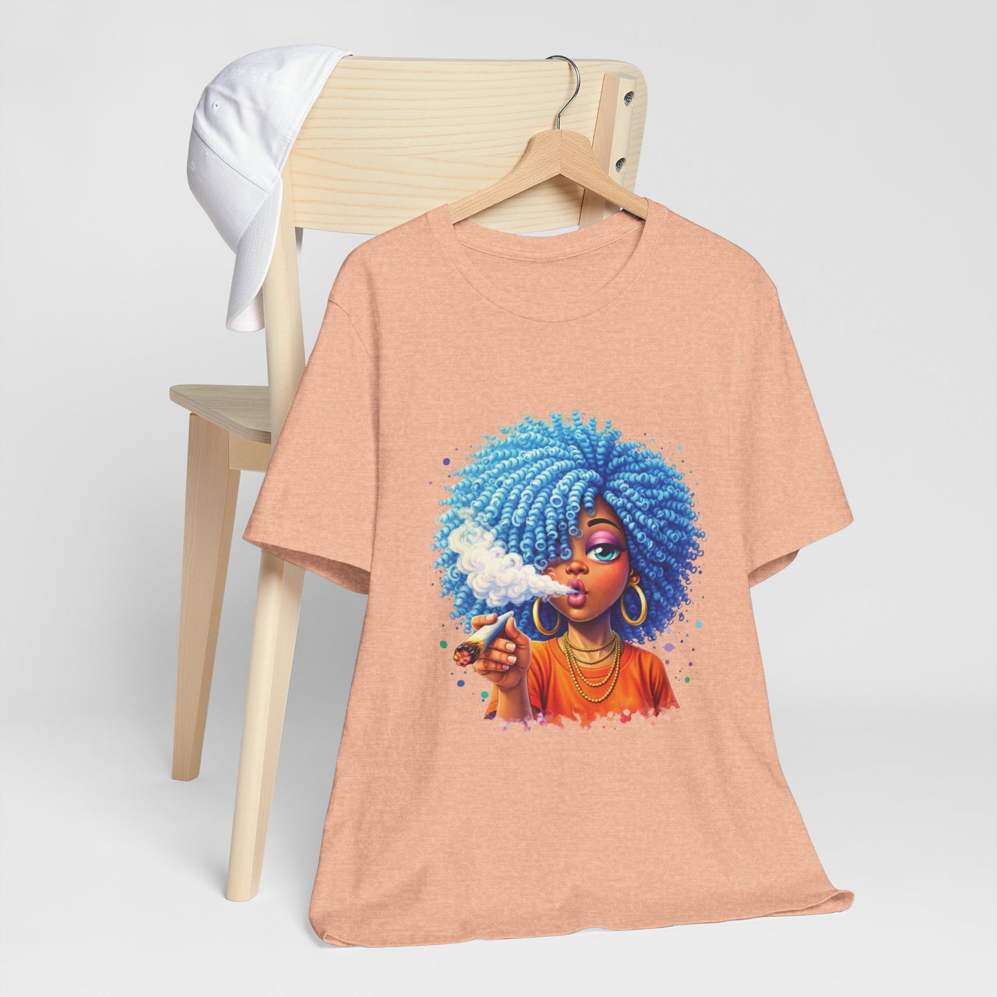 Afro Puff Vibes T-Shirt — Cool Blue Hair Graphic Tee