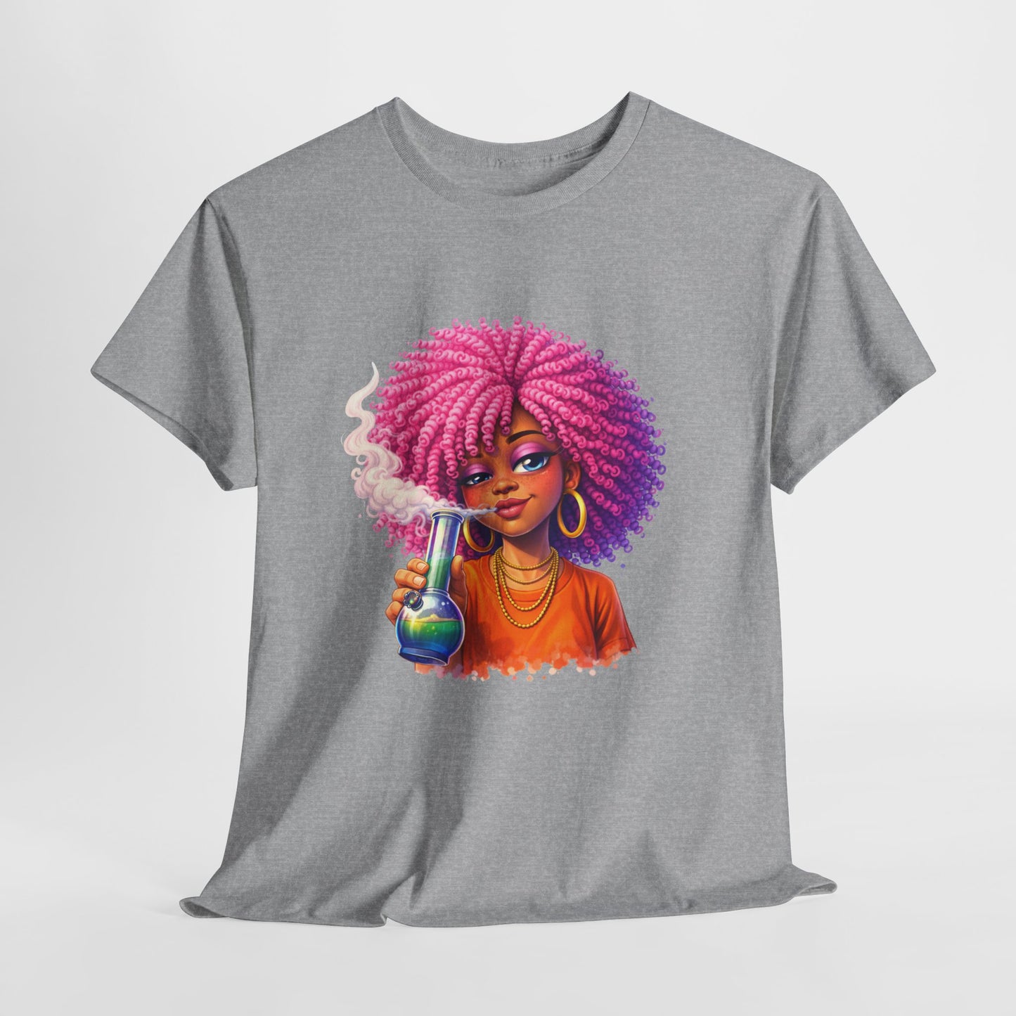 Pink Afro Girl Graphic Tee — Colorful Sassy Retro Portrait T‑Shirt