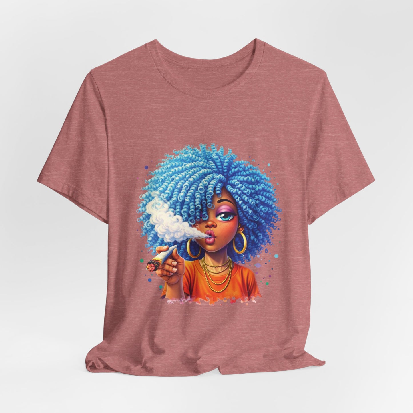 Afro Puff Vibes T-Shirt — Cool Blue Hair Graphic Tee