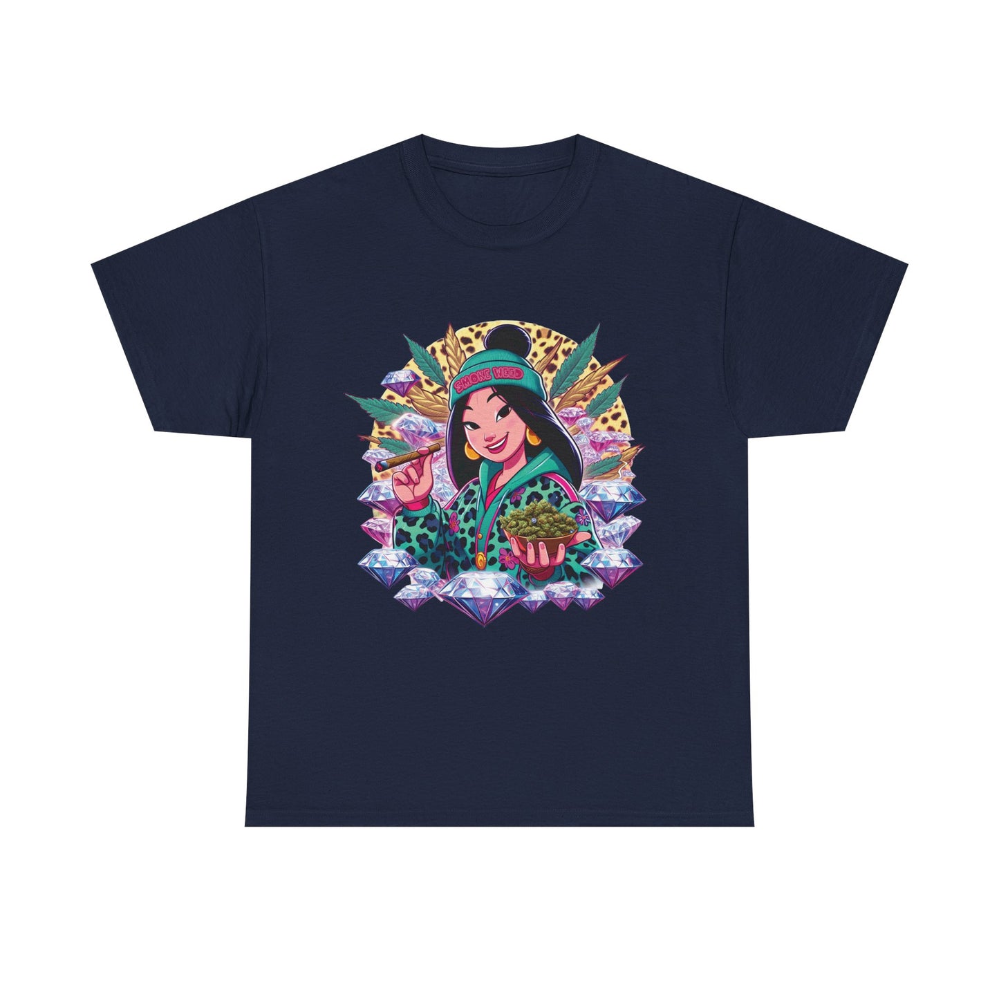 Mulan Floral Portrait T‑Shirt — Vibrant Asian Princess Illustration Tee