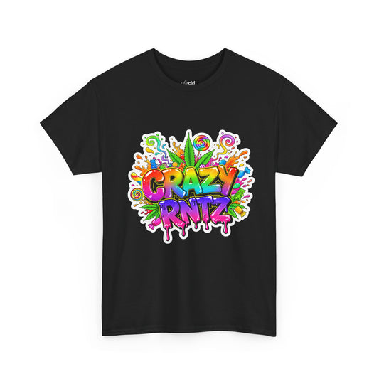 Crazy Rntz Colorful Graffiti T‑Shirt — Psychedelic Leaf Logo Tee