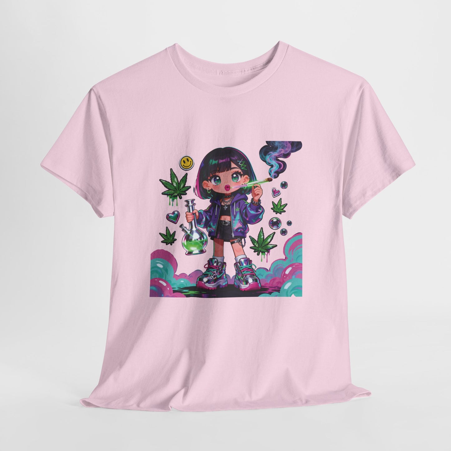 Graphic Tee — Cute Grunge Girl with 420 Art (Kawaii Stoner Aesthetic)
