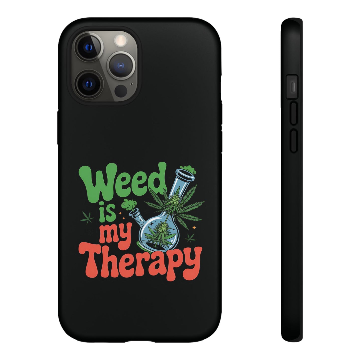 Phone Case — "Weed Is My Therapy" Retro Cannabis Design
