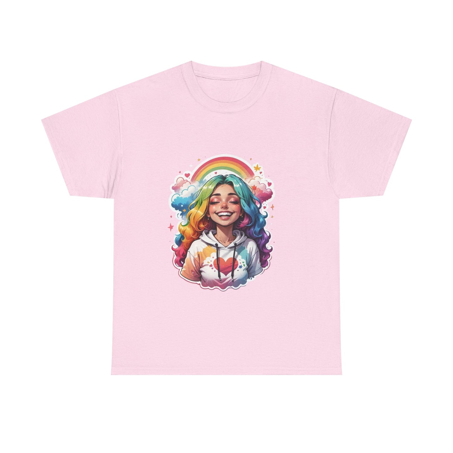 Rainbow Girl T-Shirt — Colorful Smiling Portrait Tee
