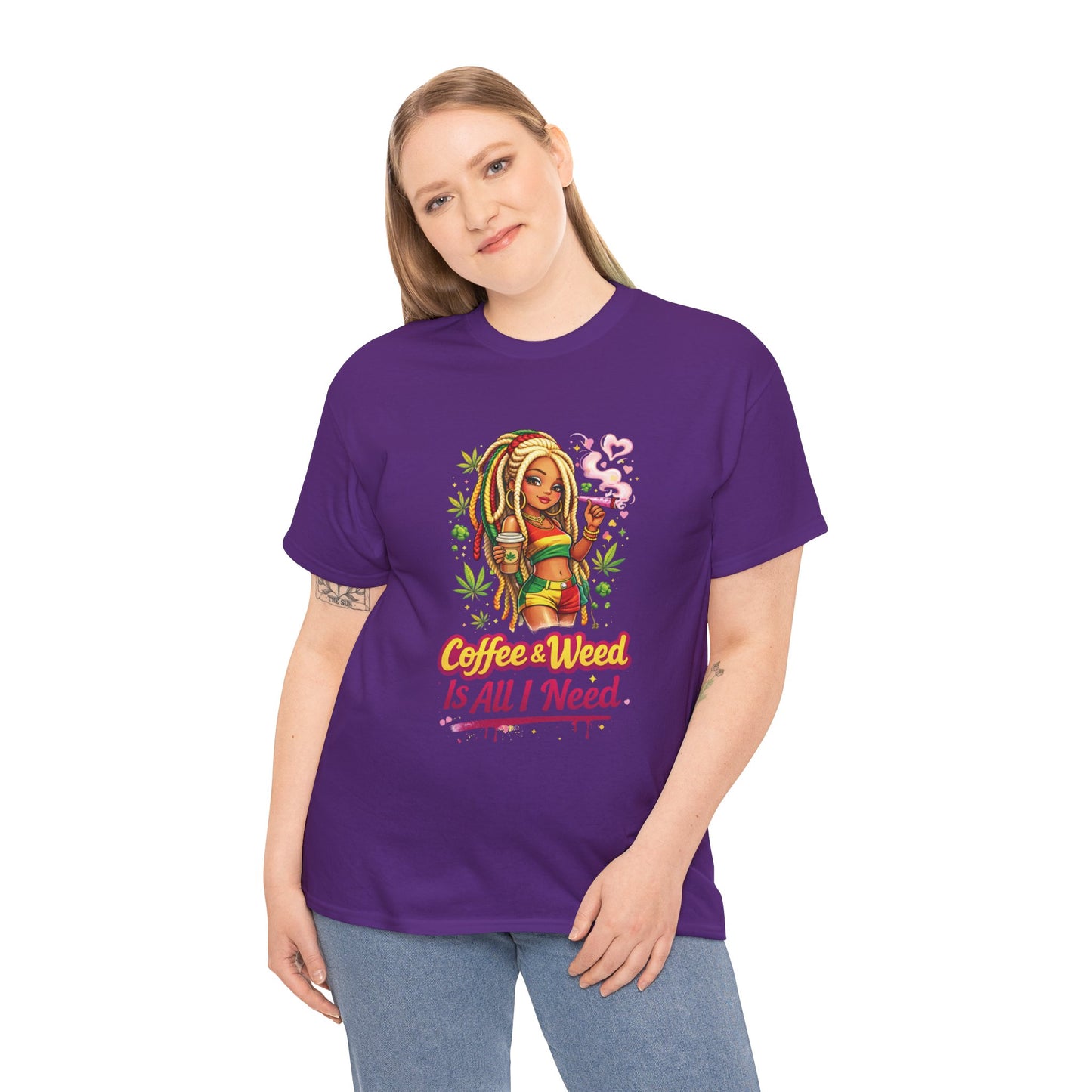 T-Shirt — "Coffee & Weed Is All I Need" Rasta Vibe Graphic Tee