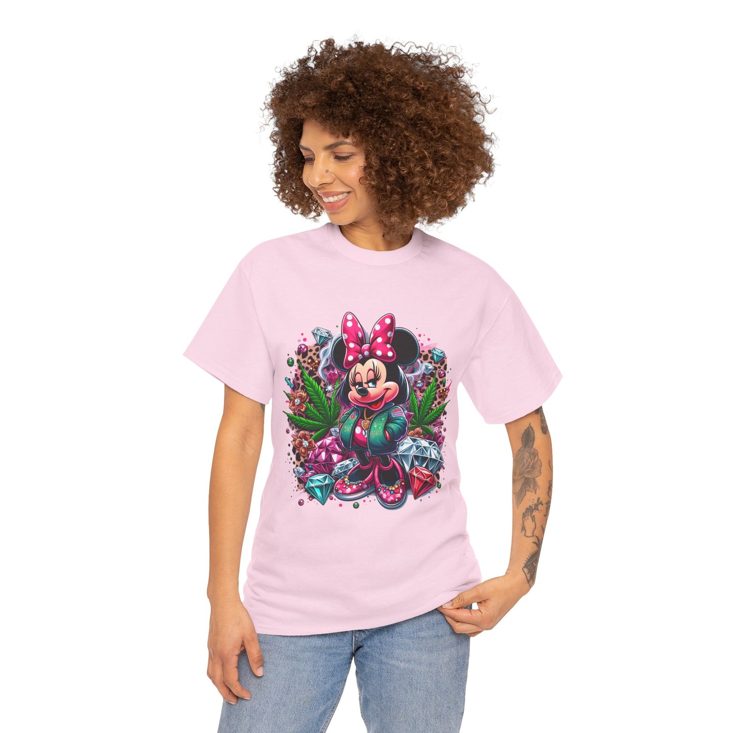 Minnie Mouse Floral Gem Tee — Cute Cartoon 420 Graphic T-Shirt