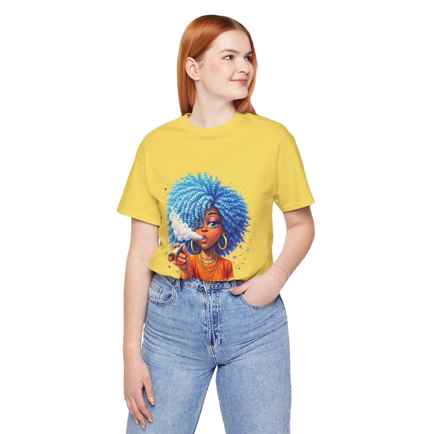 Afro Puff Vibes T-Shirt — Cool Blue Hair Graphic Tee