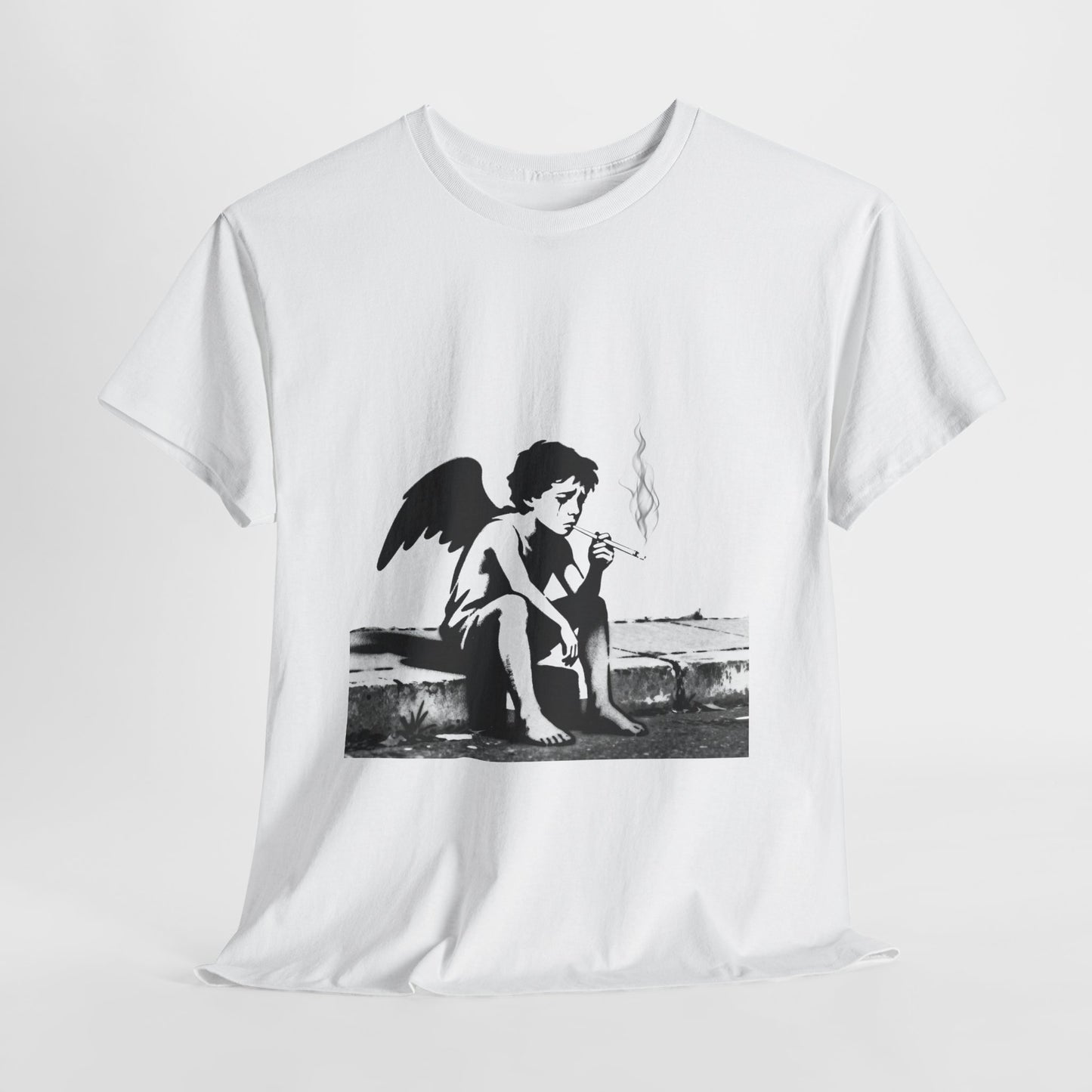 Angel Smoking Graphic Tee — Vintage Cherub Streetwear T-Shirt