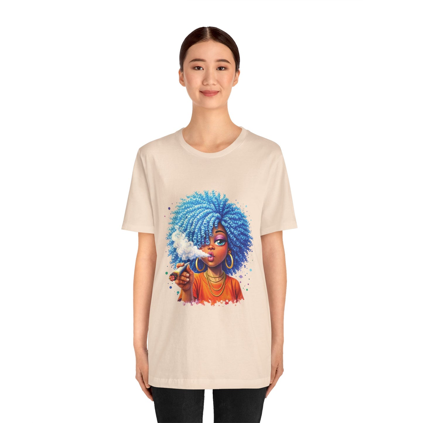Afro Puff Vibes T-Shirt — Cool Blue Hair Graphic Tee