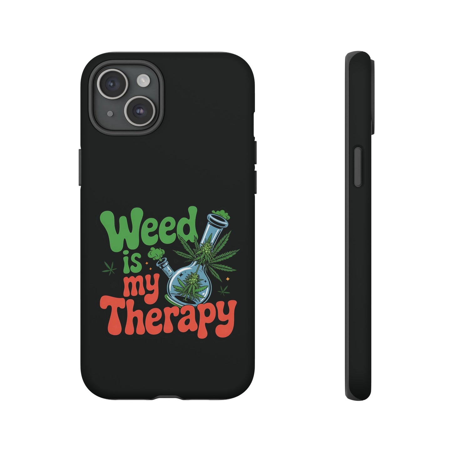 Phone Case — "Weed Is My Therapy" Retro Cannabis Design