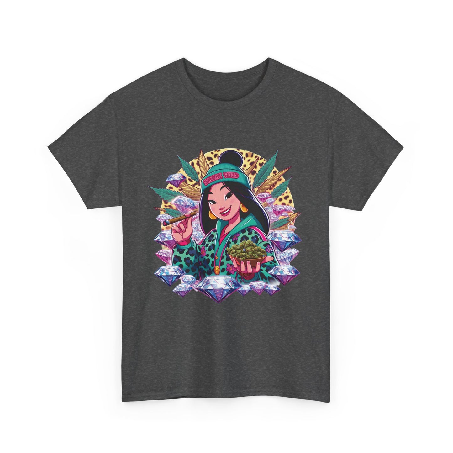 Mulan Floral Portrait T‑Shirt — Vibrant Asian Princess Illustration Tee