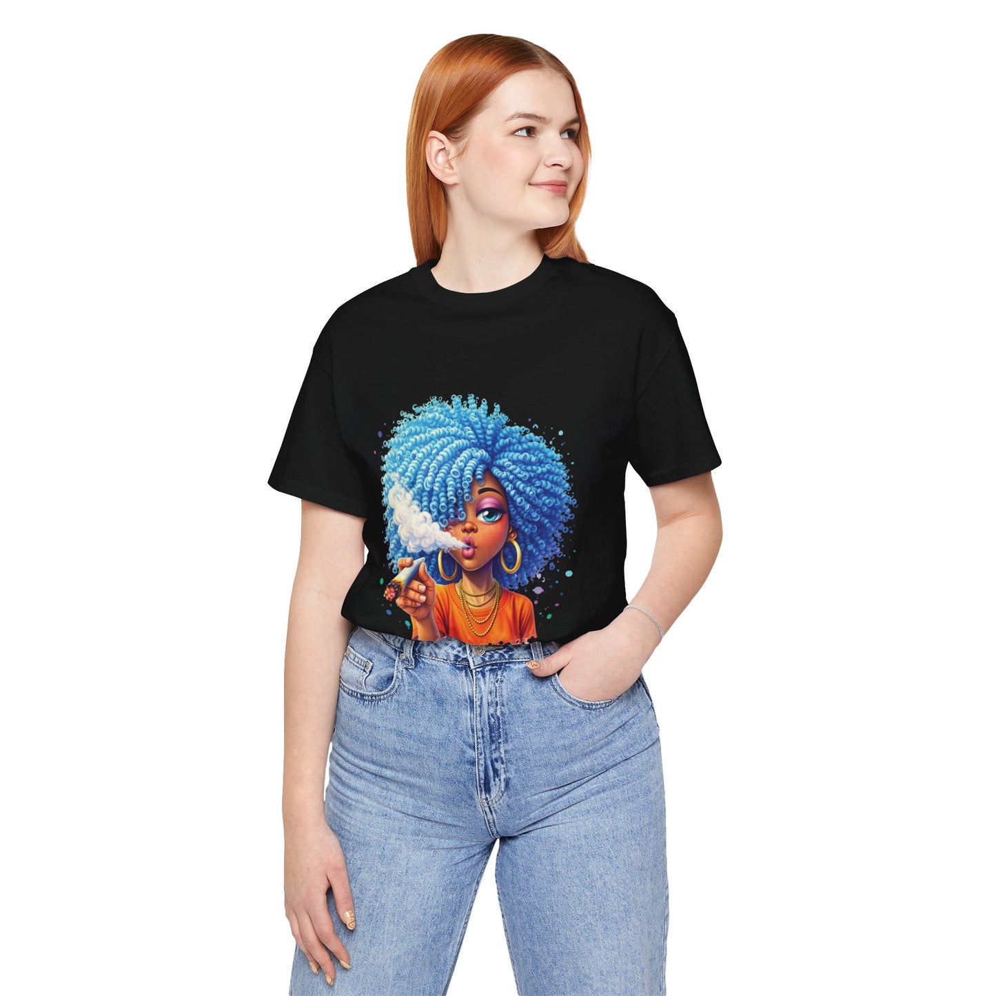 Afro Puff Vibes T-Shirt — Cool Blue Hair Graphic Tee