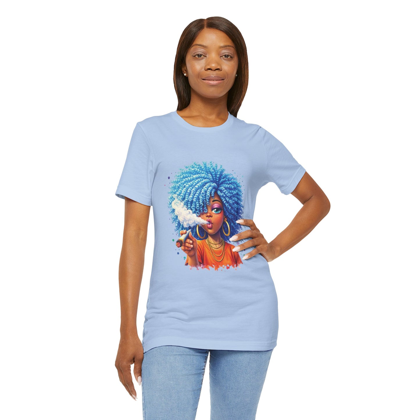 Afro Puff Vibes T-Shirt — Cool Blue Hair Graphic Tee