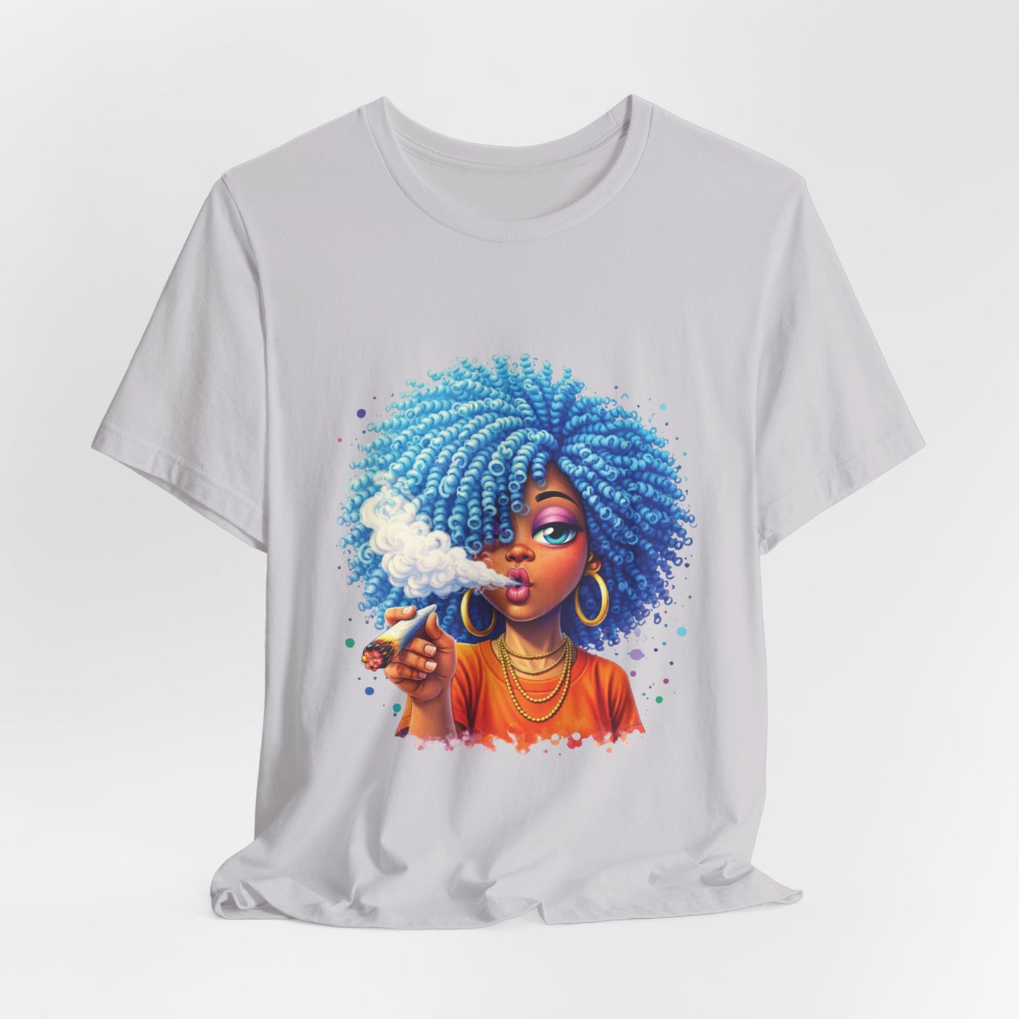 Afro Puff Vibes T-Shirt — Cool Blue Hair Graphic Tee