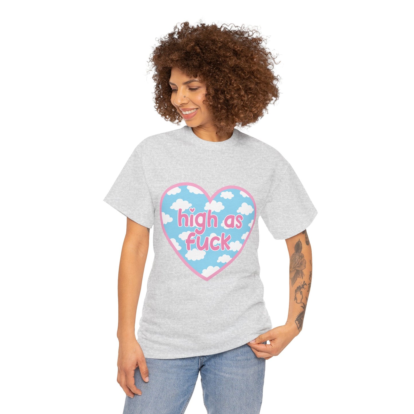 High as F*** Heart Tee — Cute Pastel Cloud Graphic T-Shirt