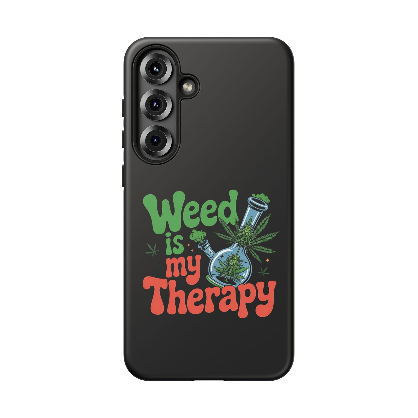 Phone Case — "Weed Is My Therapy" Retro Cannabis Design