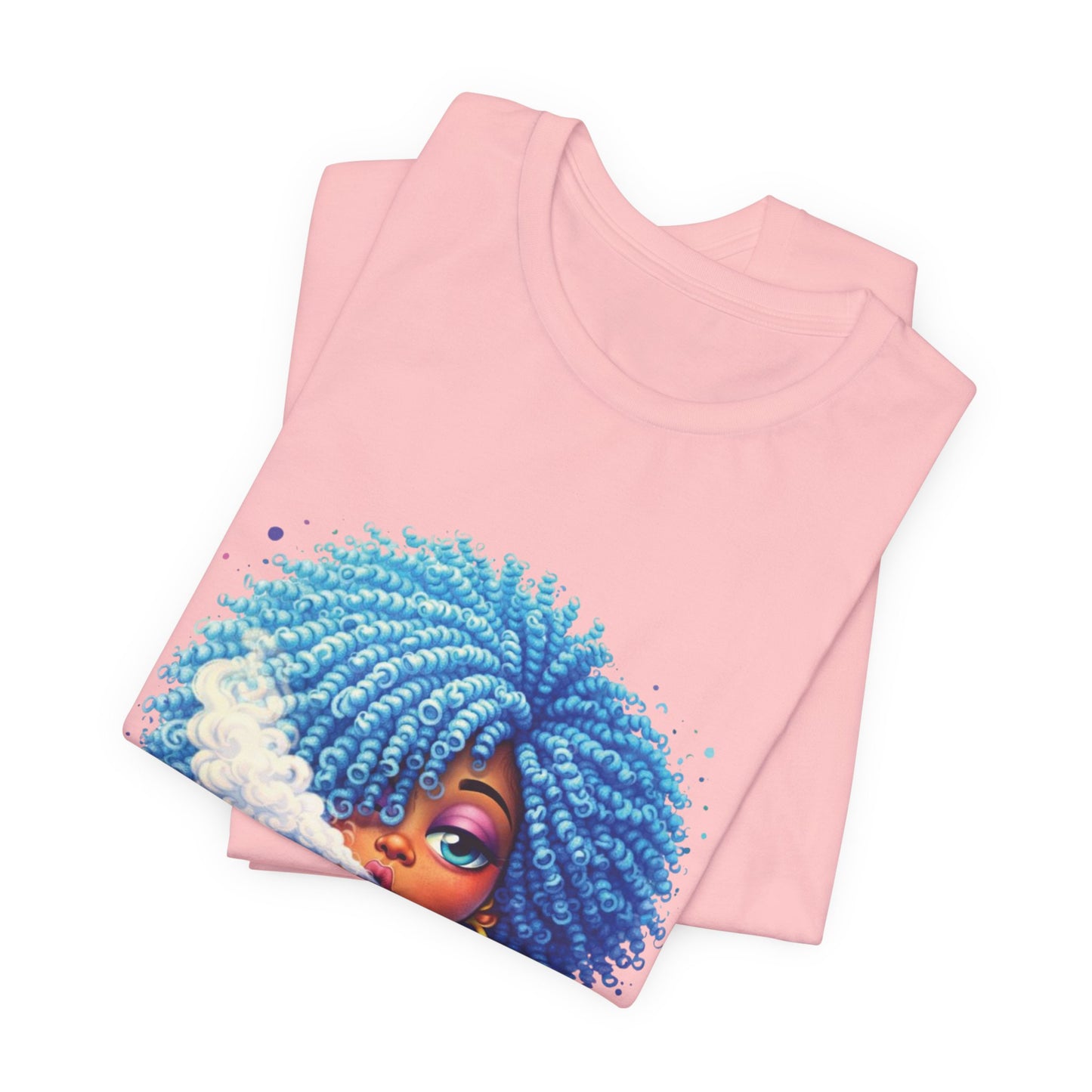 Afro Puff Vibes T-Shirt — Cool Blue Hair Graphic Tee