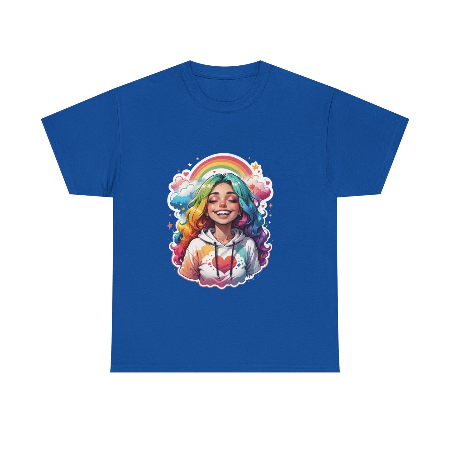 Rainbow Girl T-Shirt — Colorful Smiling Portrait Tee
