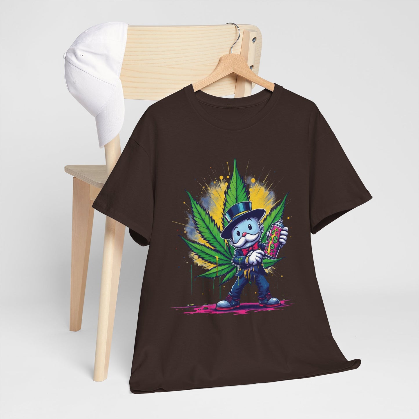 Cute Stoner Holiday Tee with Leaf and Spray Can
