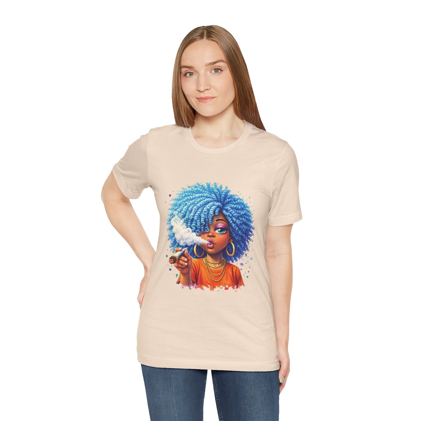 Afro Puff Vibes T-Shirt — Cool Blue Hair Graphic Tee