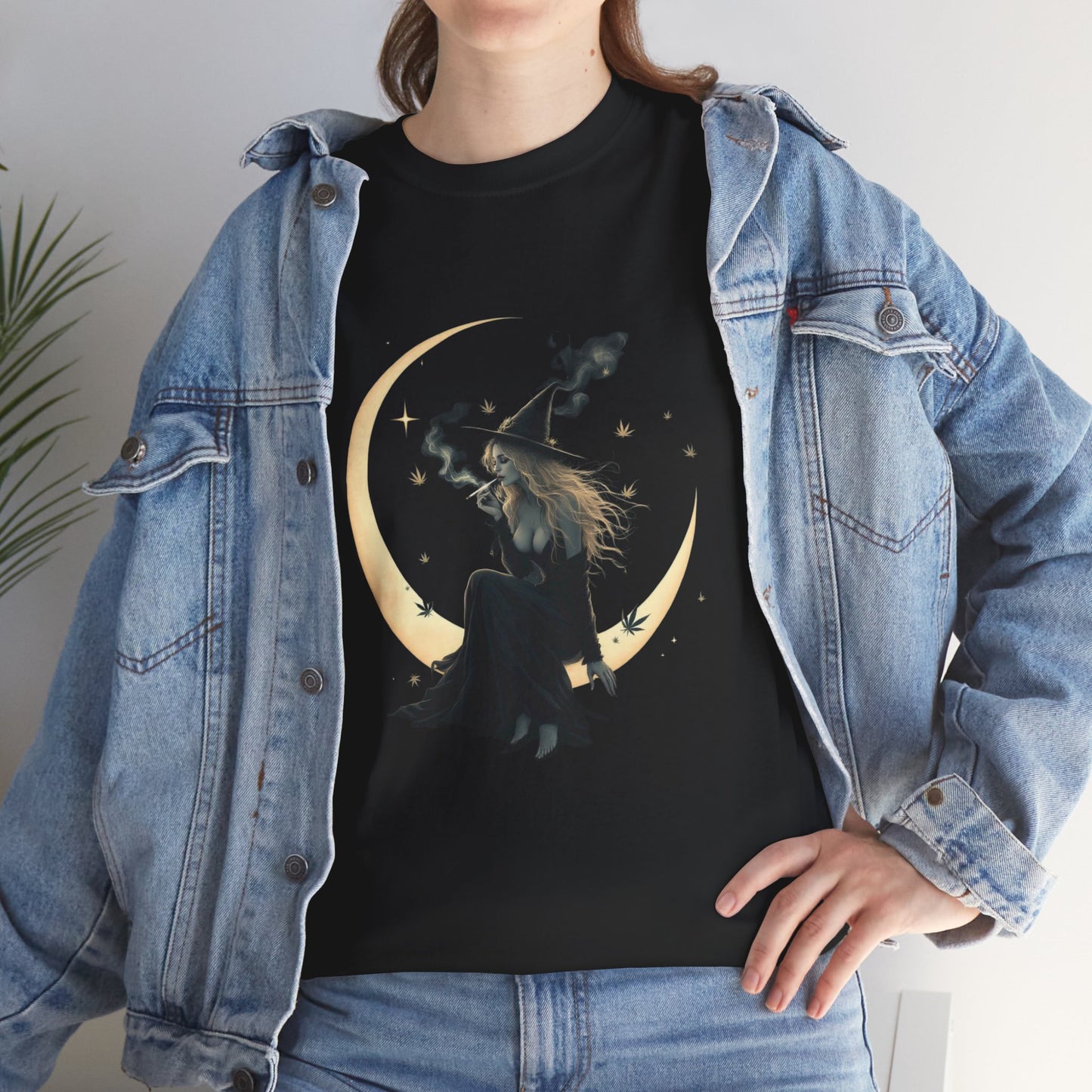 Moon Witch T‑Shirt — Mystical Crescent Moon Witch Graphic Tee