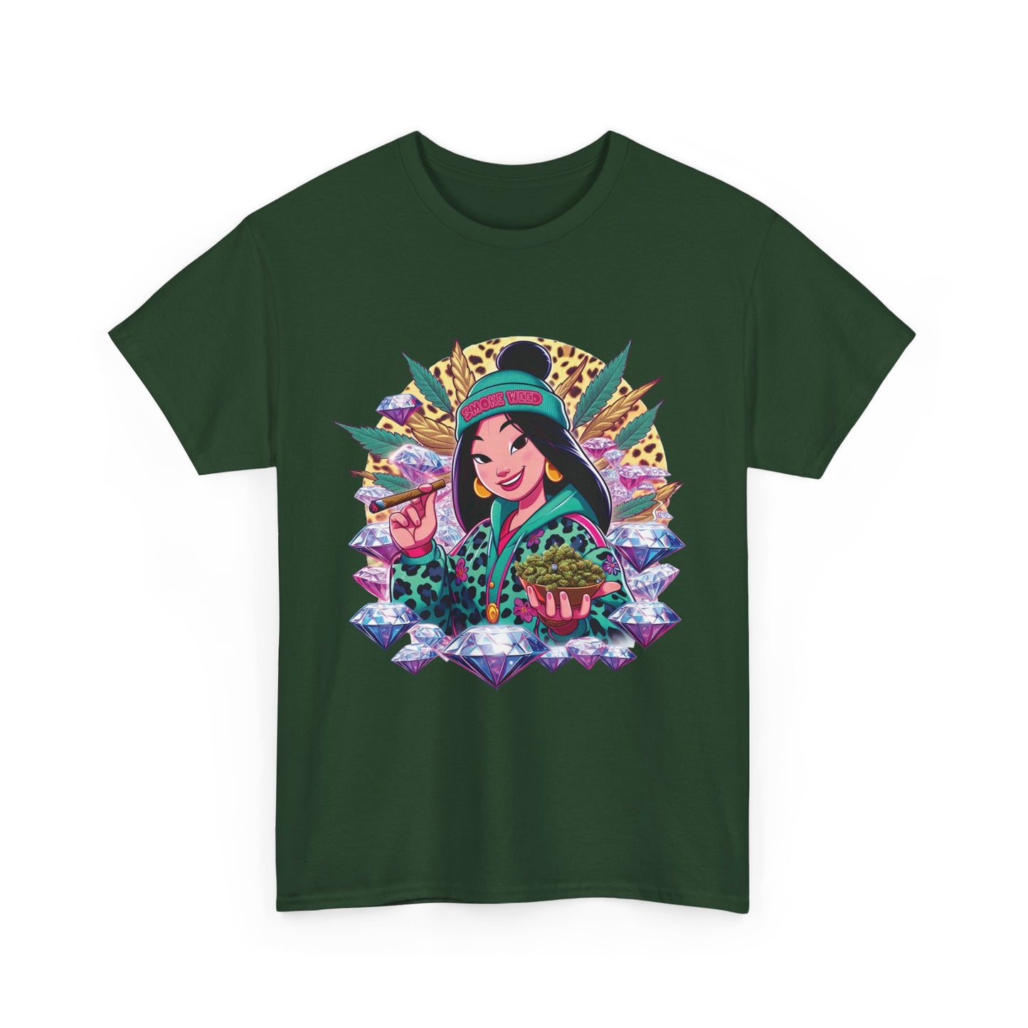 Mulan Floral Portrait T‑Shirt — Vibrant Asian Princess Illustration Tee