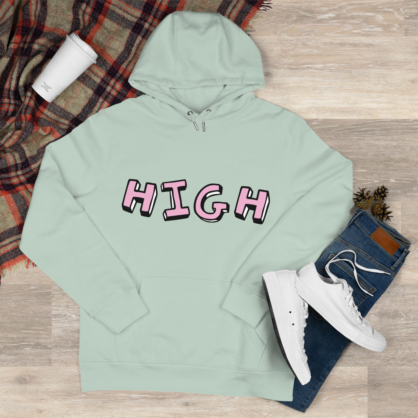 420 Hoodie — "HIGH" Front & "It's 4:20 Baby" Back Graphic Pullover