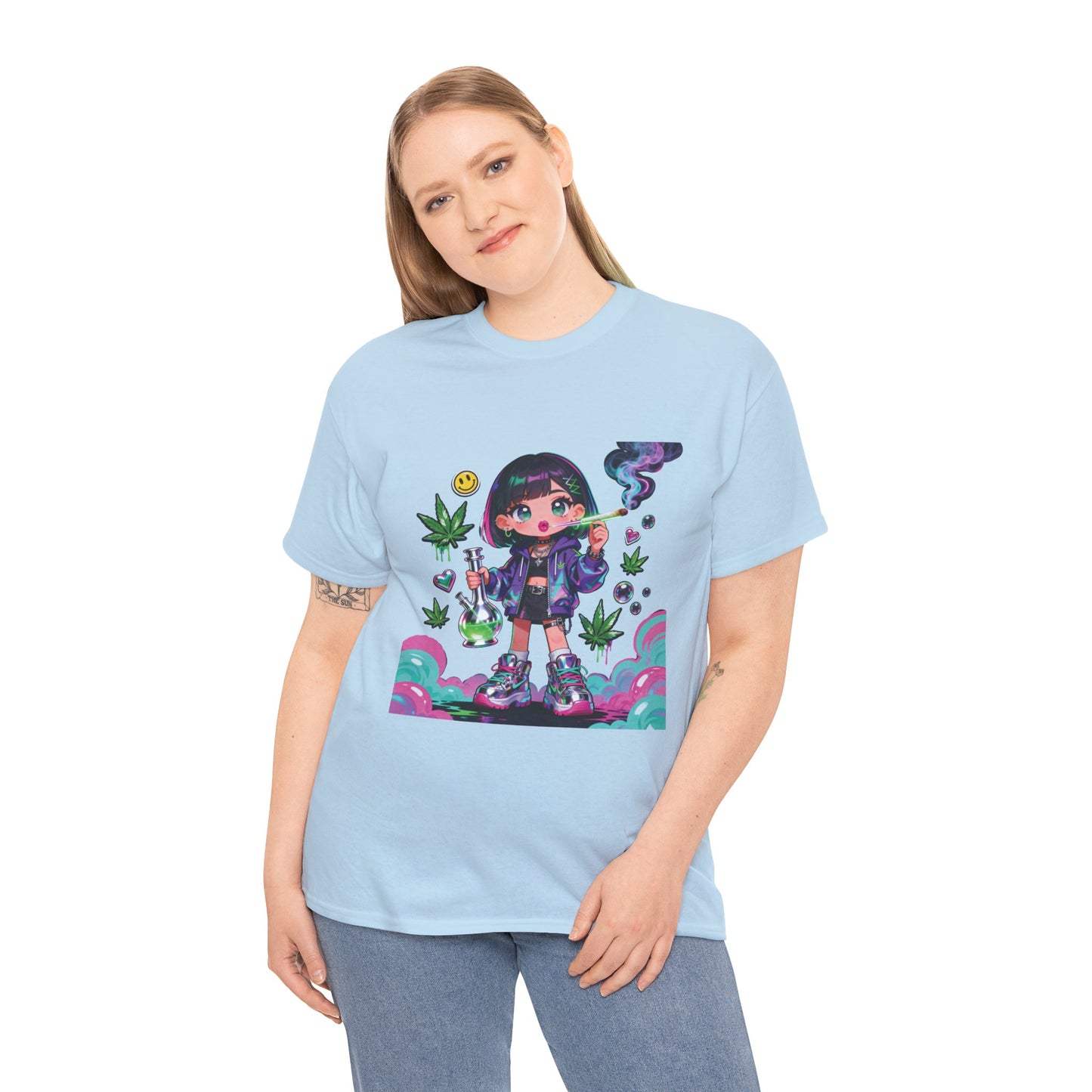 Graphic Tee — Cute Grunge Girl with 420 Art (Kawaii Stoner Aesthetic)