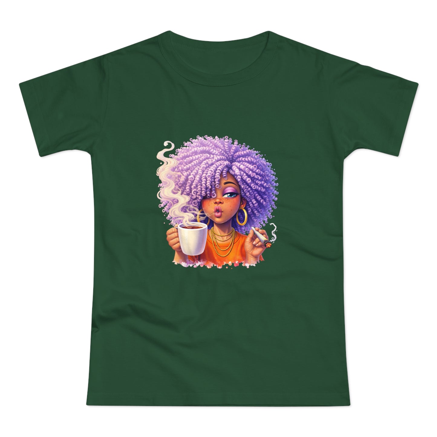 Women's T-Shirt — Afro Puff Coffee Girl Graphic Tee