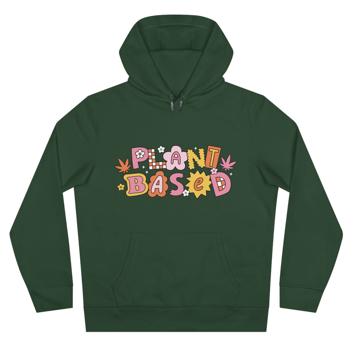 Hoodie — “Plant Based” Front + “Smoke Weed & Love Yourself” Retro Puff Graphic