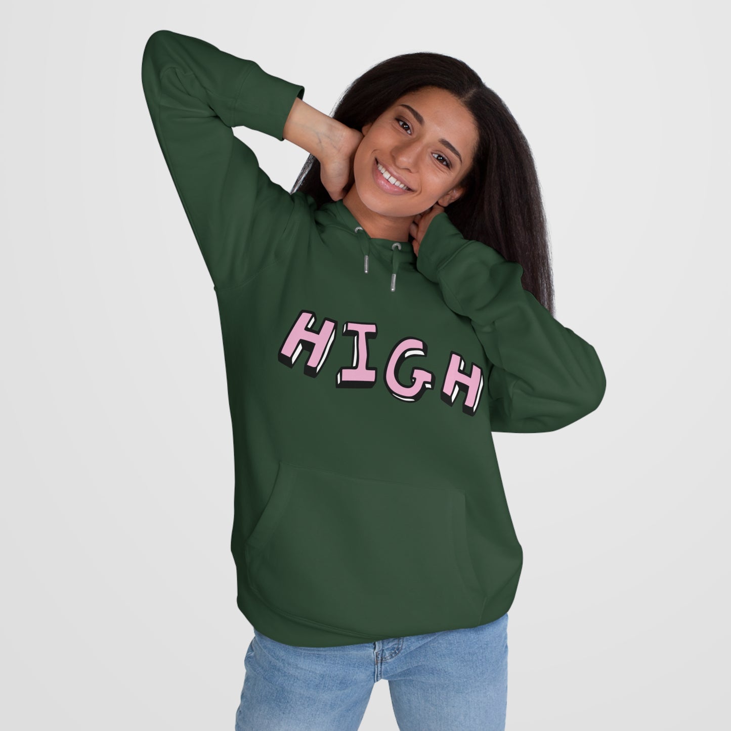 420 Hoodie — "HIGH" Front & "It's 4:20 Baby" Back Graphic Pullover