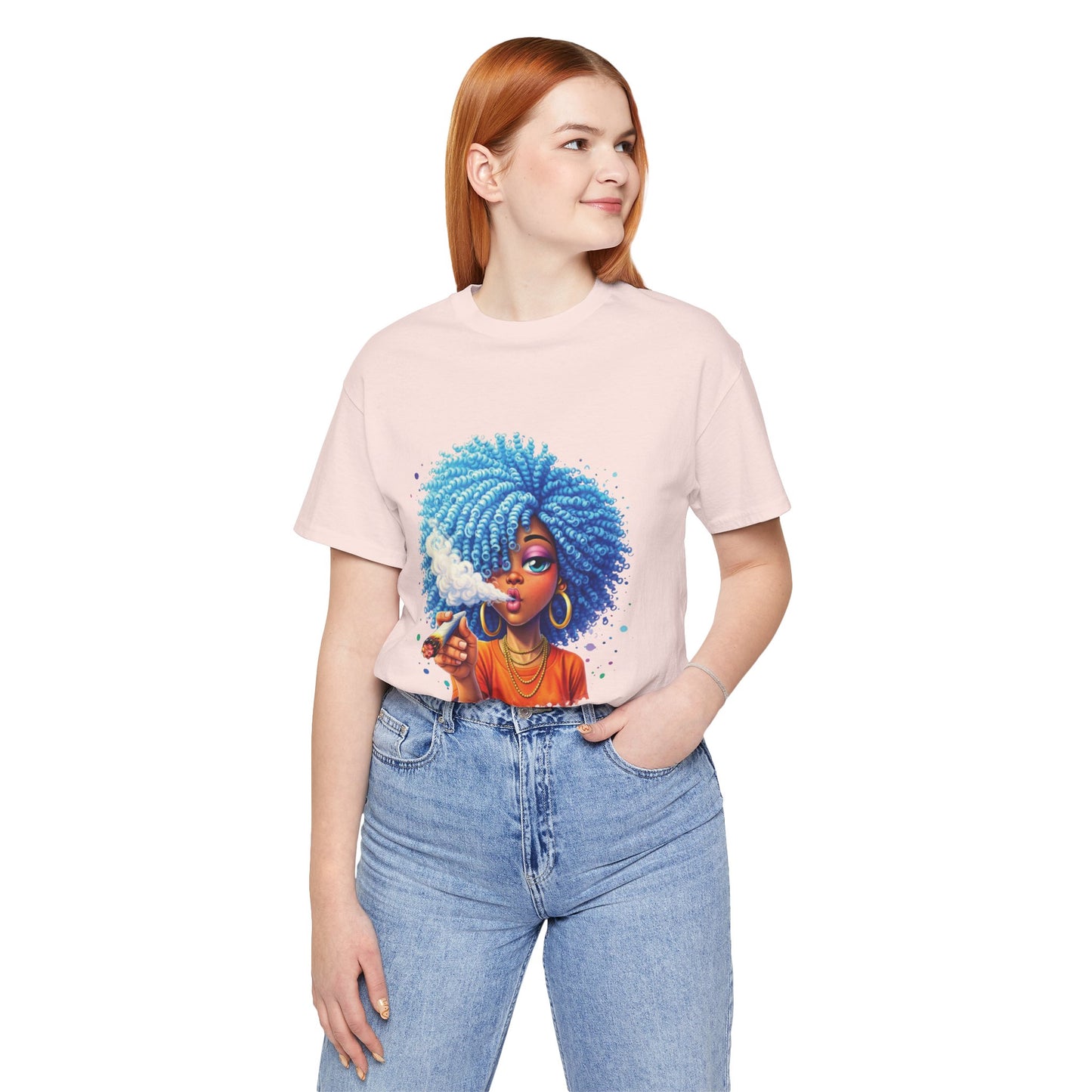 Afro Puff Vibes T-Shirt — Cool Blue Hair Graphic Tee