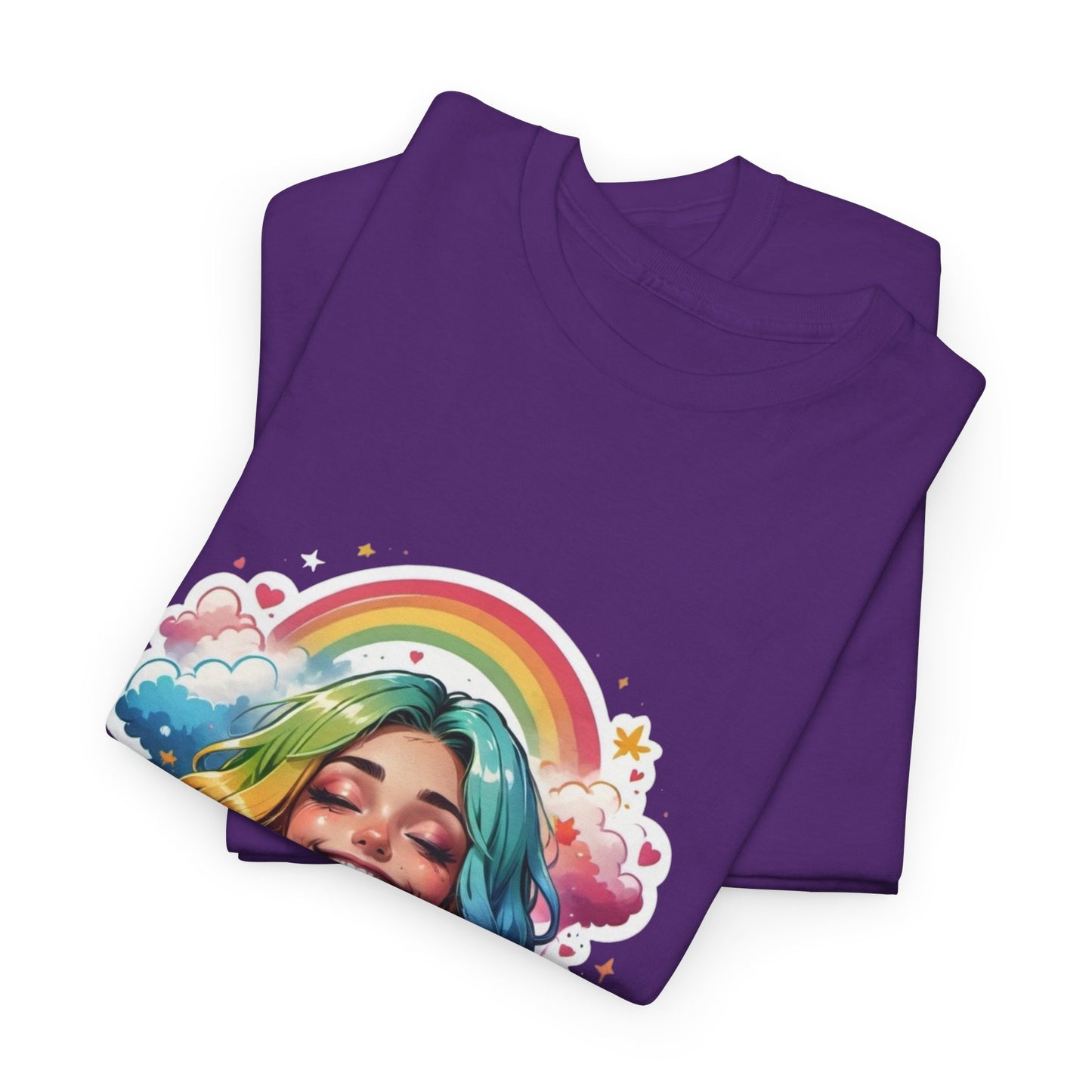 Rainbow Girl T-Shirt — Colorful Smiling Portrait Tee