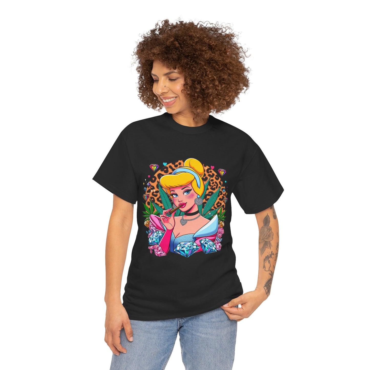 Cinderella Retro Pinup Tee — "Look Like Barbie, Smoke Like Marley" Graphic T‑Shirt