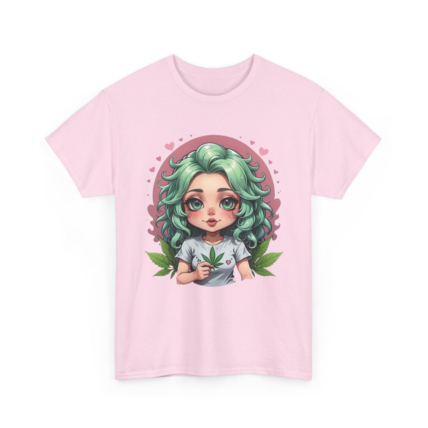 Plant Girl Cute Tee — Green Hair Anime Girl Graphic T-Shirt