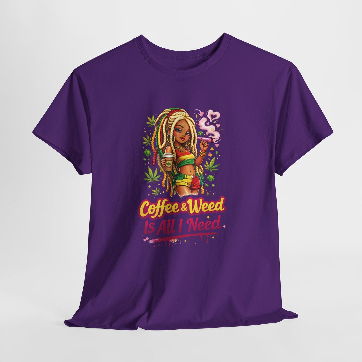 T-Shirt — "Coffee & Weed Is All I Need" Rasta Vibe Graphic Tee